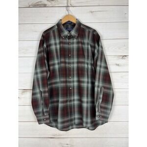 Pendleton Sir Pendleton Shirt Mens XL Green Red Plaid Wool Button Down Classic